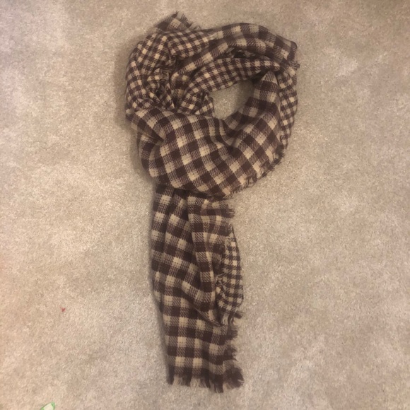 Blanket Scarf, Checkered - Brown and Tan, 36 x 78 - Picture 4 of 6